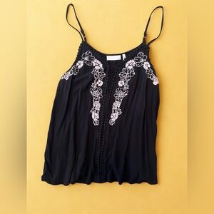 Elegant Black Sleeveless Embellished Camisole